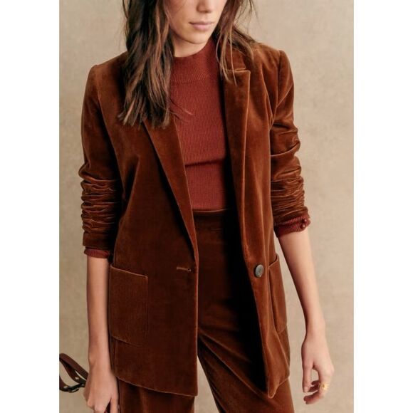 Sezane size US 10 (42) veste romane sienne blazer suit jacket - NWT - Picture 2 of 14